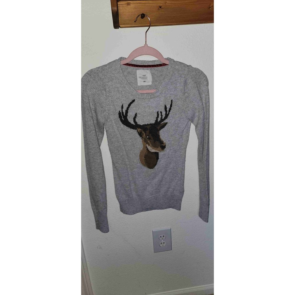 L.O.G.G. H&M Womens Grey Knit Embroidered Pullover Crew Neck Sweater Size XS